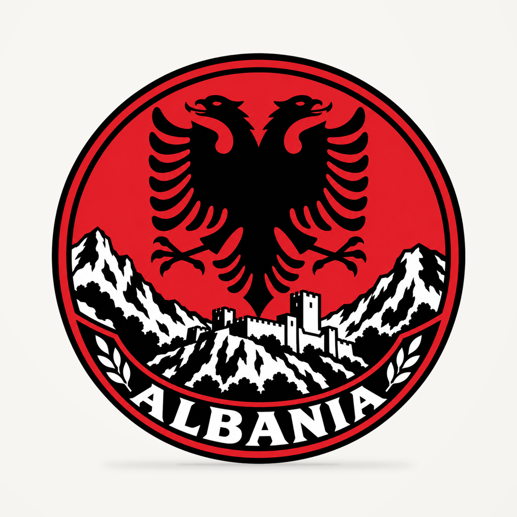 Front view of the Albania 3D-printed country seal
