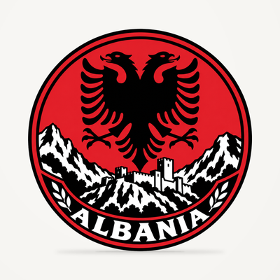 Front view of the Albania 3D-printed country seal