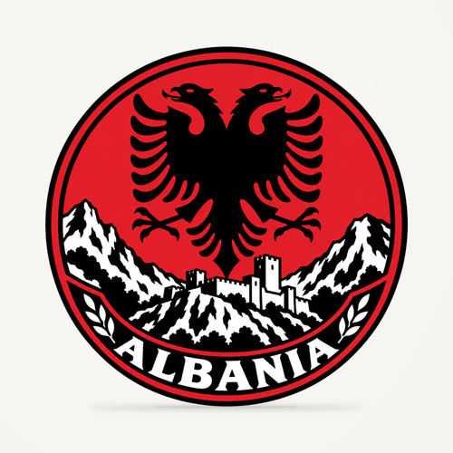 Front view of the Albania 3D-printed country seal