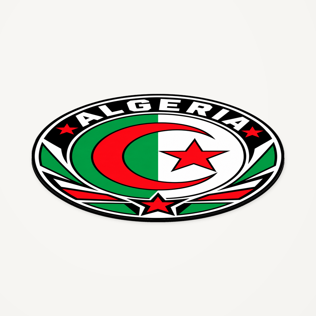 Algeria 3D-printed country seal — angled view showing thin profile