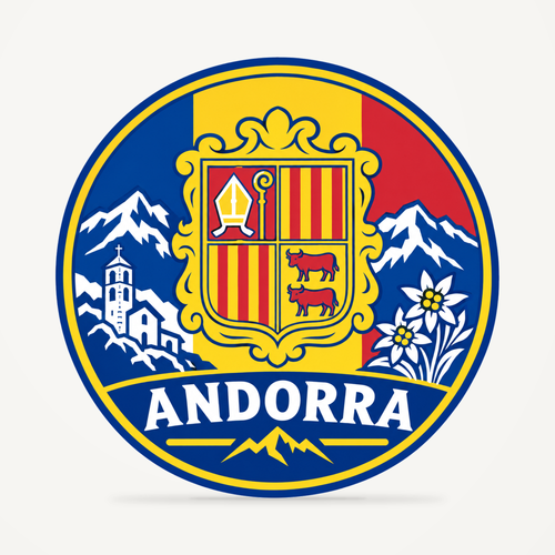 Front view of the Andorra 3D-printed country seal