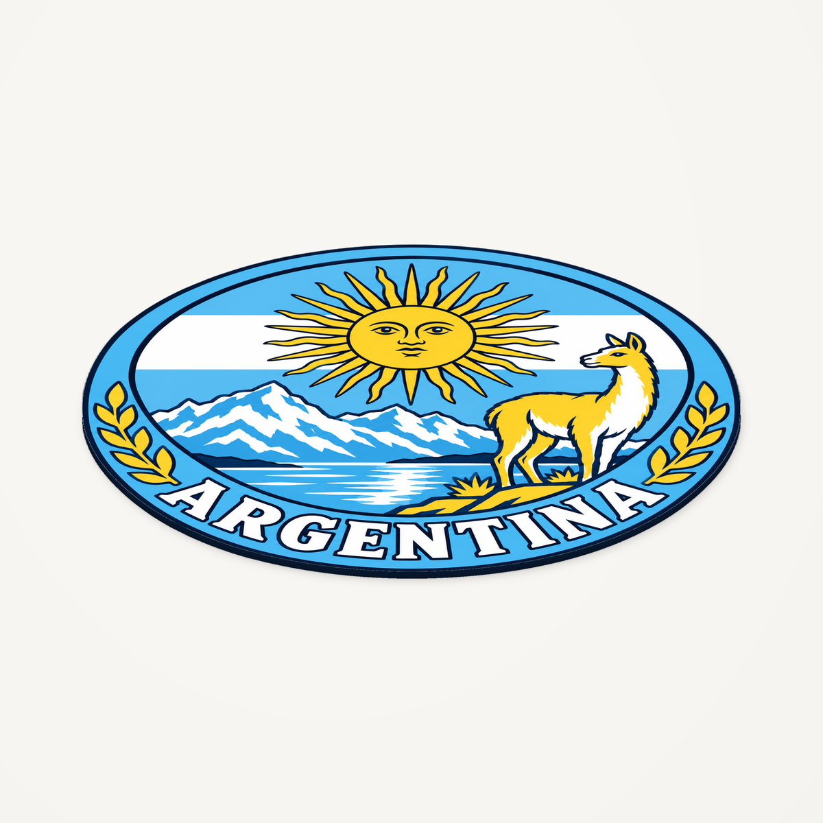 Argentina 3D-printed country seal — angled view showing thin profile