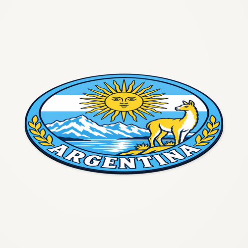 Argentina 3D-printed country seal — angled view showing thin profile