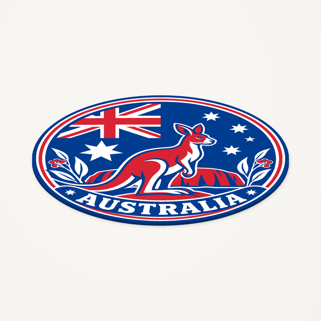 Australia 3D-printed country seal — angled view showing thin profile
