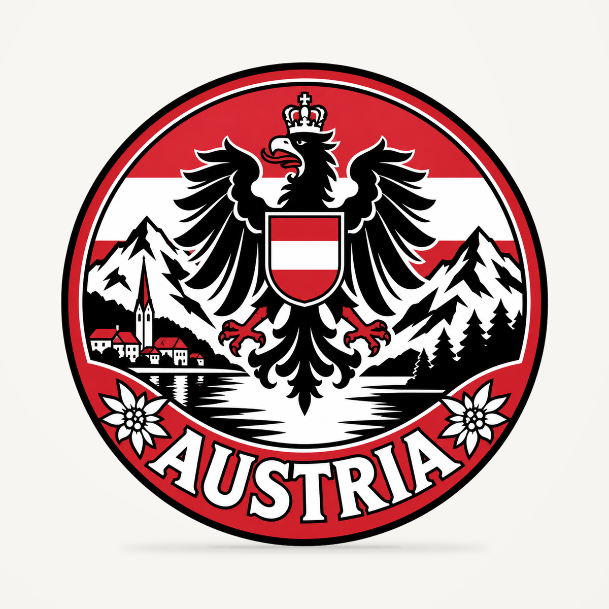 Front view of the Austria 3D-printed country seal