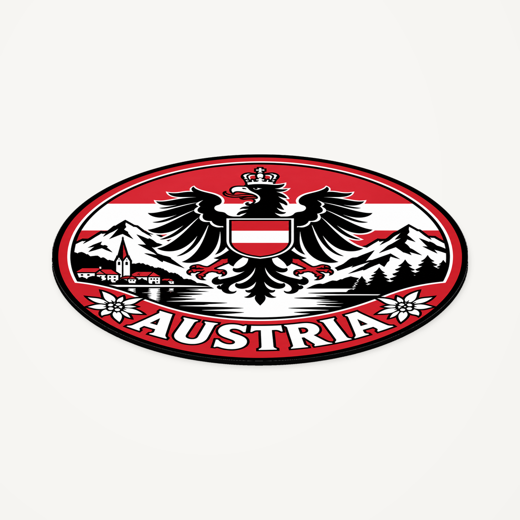 Angled view showing the thin profile of the Austria 3D-printed country seal