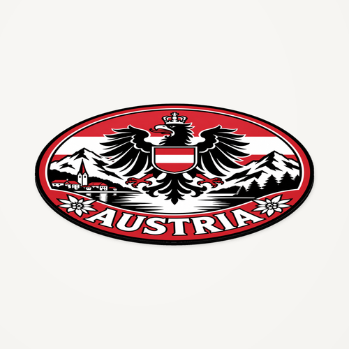 Angled view showing the thin profile of the Austria 3D-printed country seal