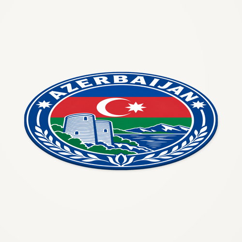 Angled view showing the thin profile of the Azerbaijan 3D-printed country seal