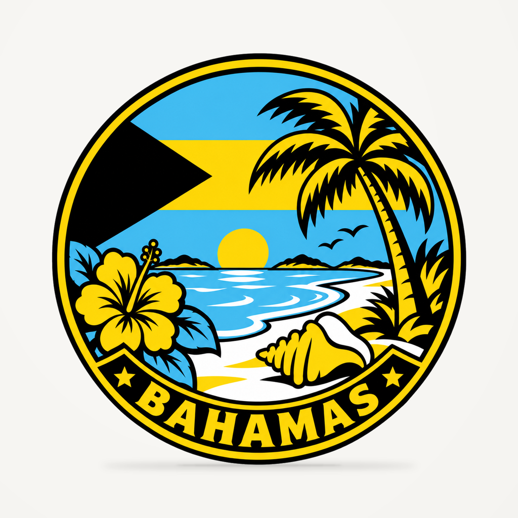 Bahamas 3D-printed country seal — front view