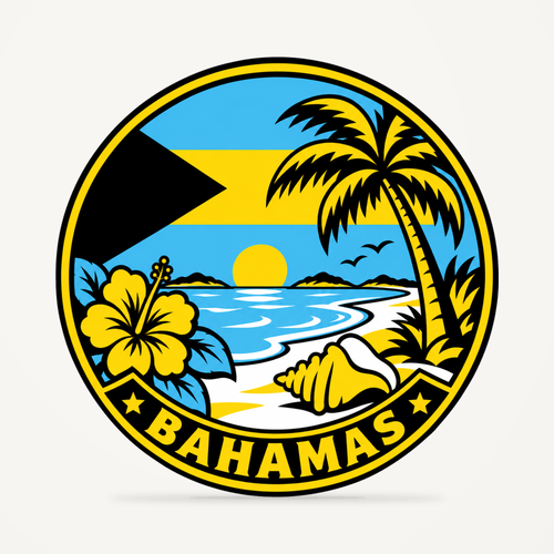 Bahamas 3D-printed country seal — front view