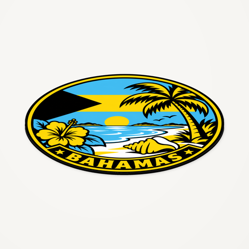 Bahamas 3D-printed country seal — angled view showing thin profile