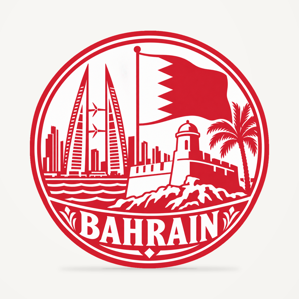 Front view of the Bahrain 3D-printed country seal