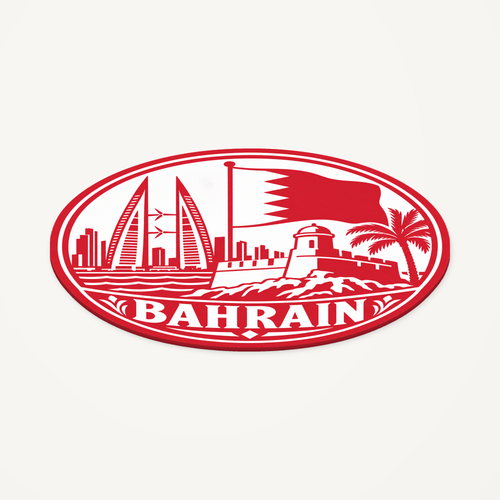 Angled view showing the thin profile of the Bahrain 3D-printed country seal