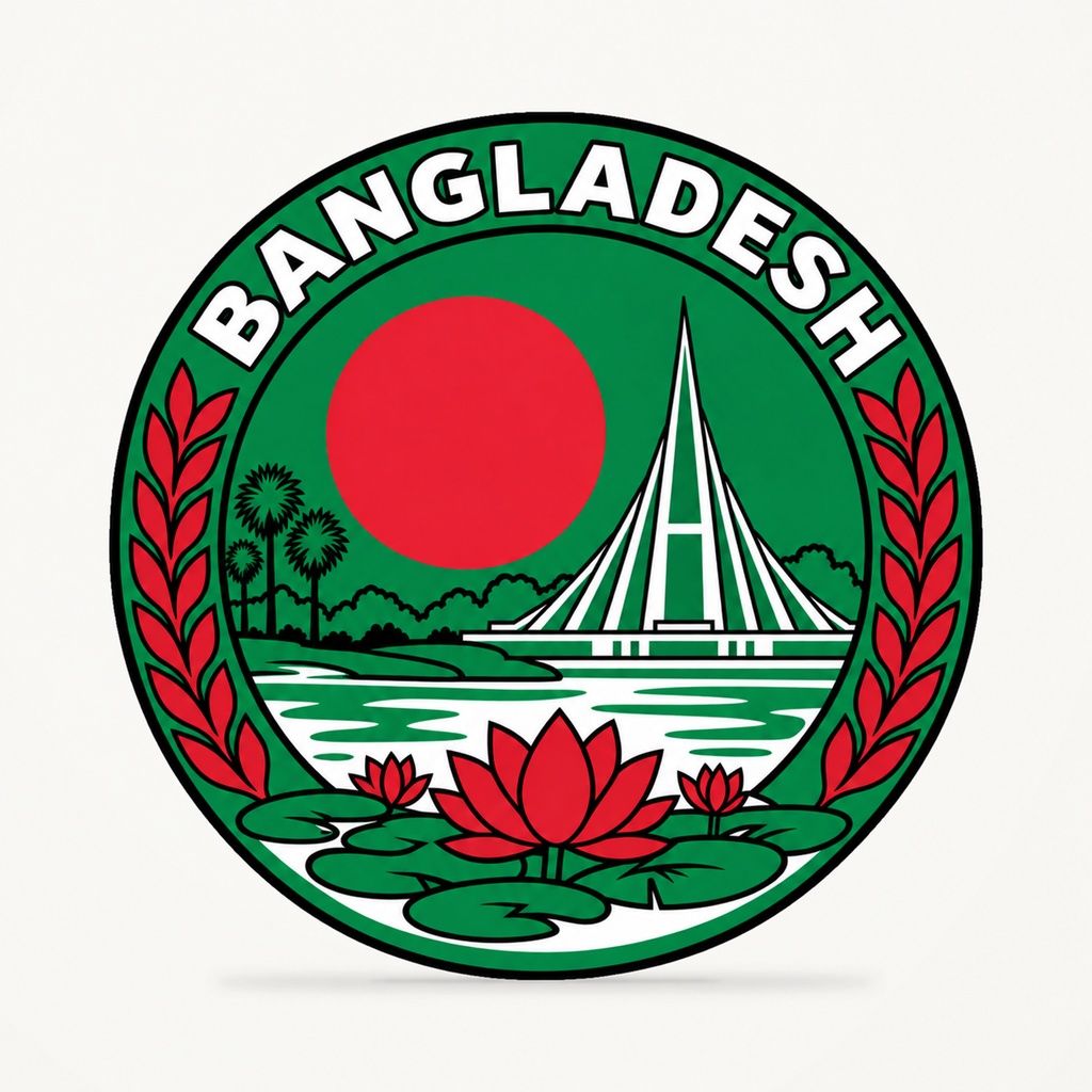 Front view of the Bangladesh 3D-printed country seal
