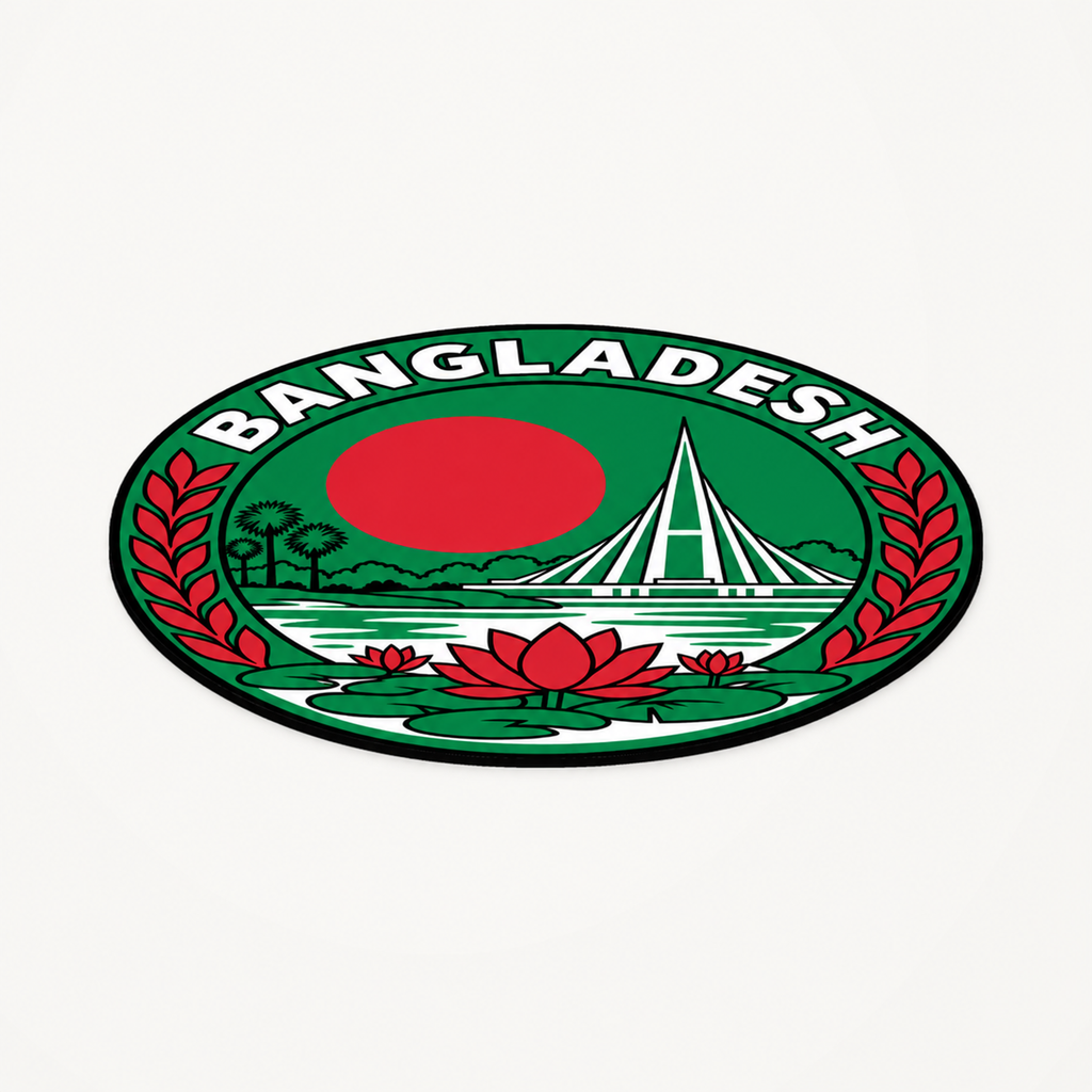 Angled view showing the thin profile of the Bangladesh 3D-printed country seal