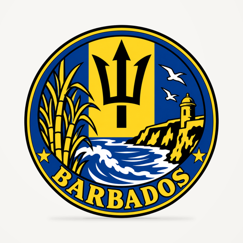 Barbados 3D-printed country seal — front view