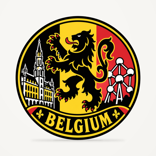 Belgium 3D-printed country seal — front view
