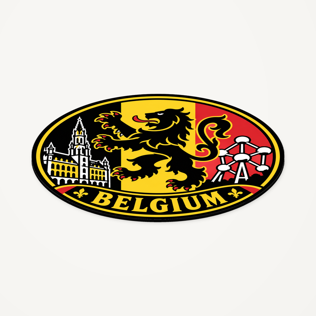 Belgium 3D-printed country seal — angled view showing thin profile