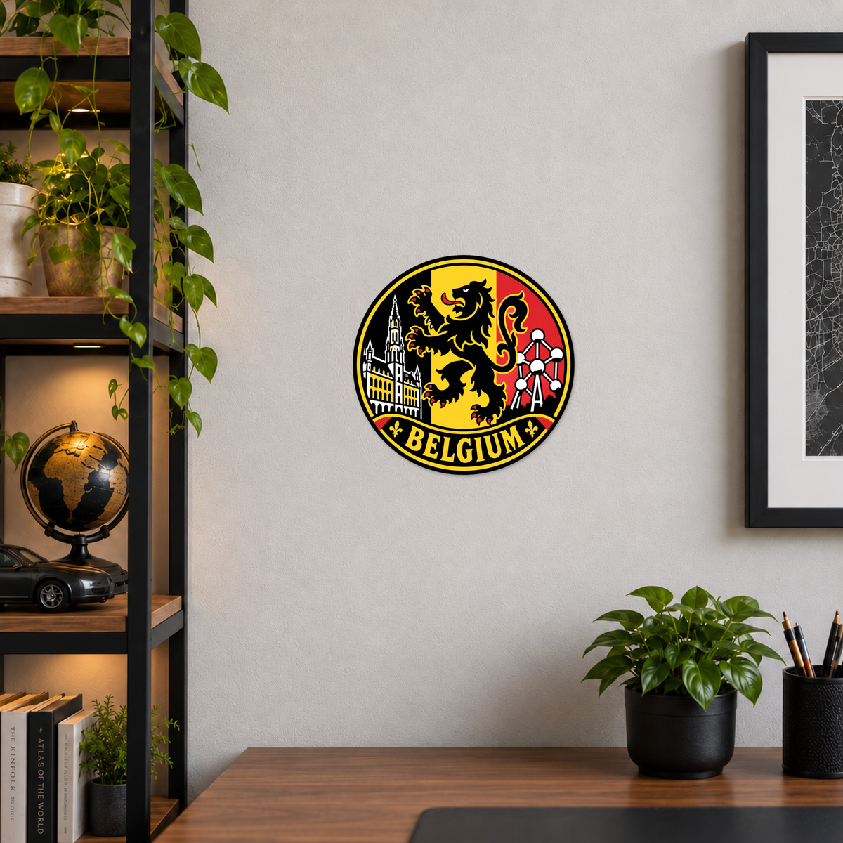 Belgium 3D-printed country seal — wall display at approximately 9.5 inches diameter