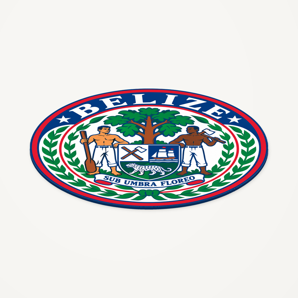Belize 3D-printed country seal — angled view showing thin profile