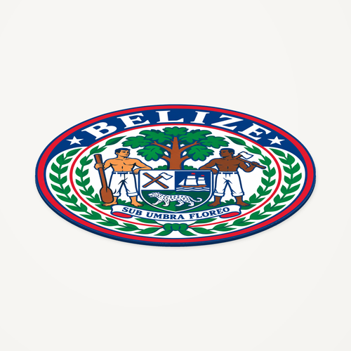 Belize 3D-printed country seal — angled view showing thin profile