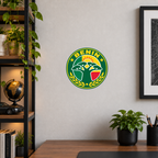 Benin 3D-printed country seal displayed on a home office wall at approximately 9.5 inches across