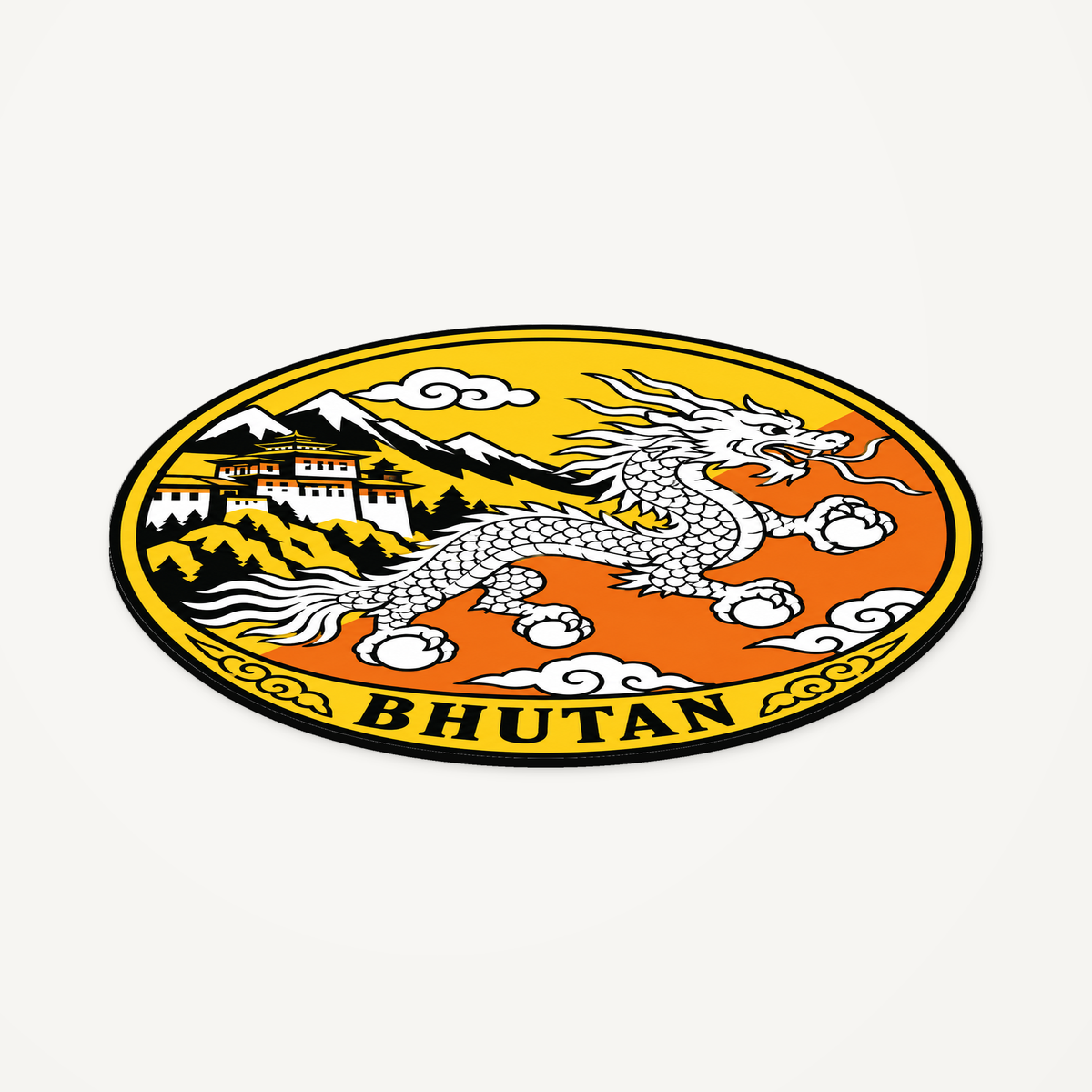 Angled view showing the thin profile of the Bhutan 3D-printed country seal