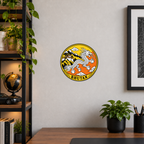 Bhutan 3D-printed country seal displayed on a home office wall at approximately 9.5 inches across