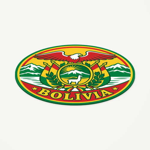 Bolivia 3D-printed country seal — angled view showing thin profile