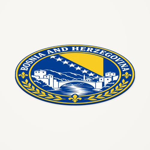 Bosnia and Herzegovina 3D-printed country seal — angled view showing thin profile
