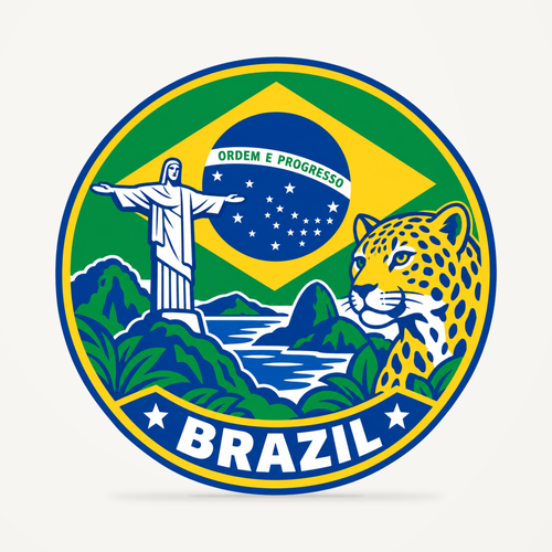 Front view of the Brazil 3D-printed country seal