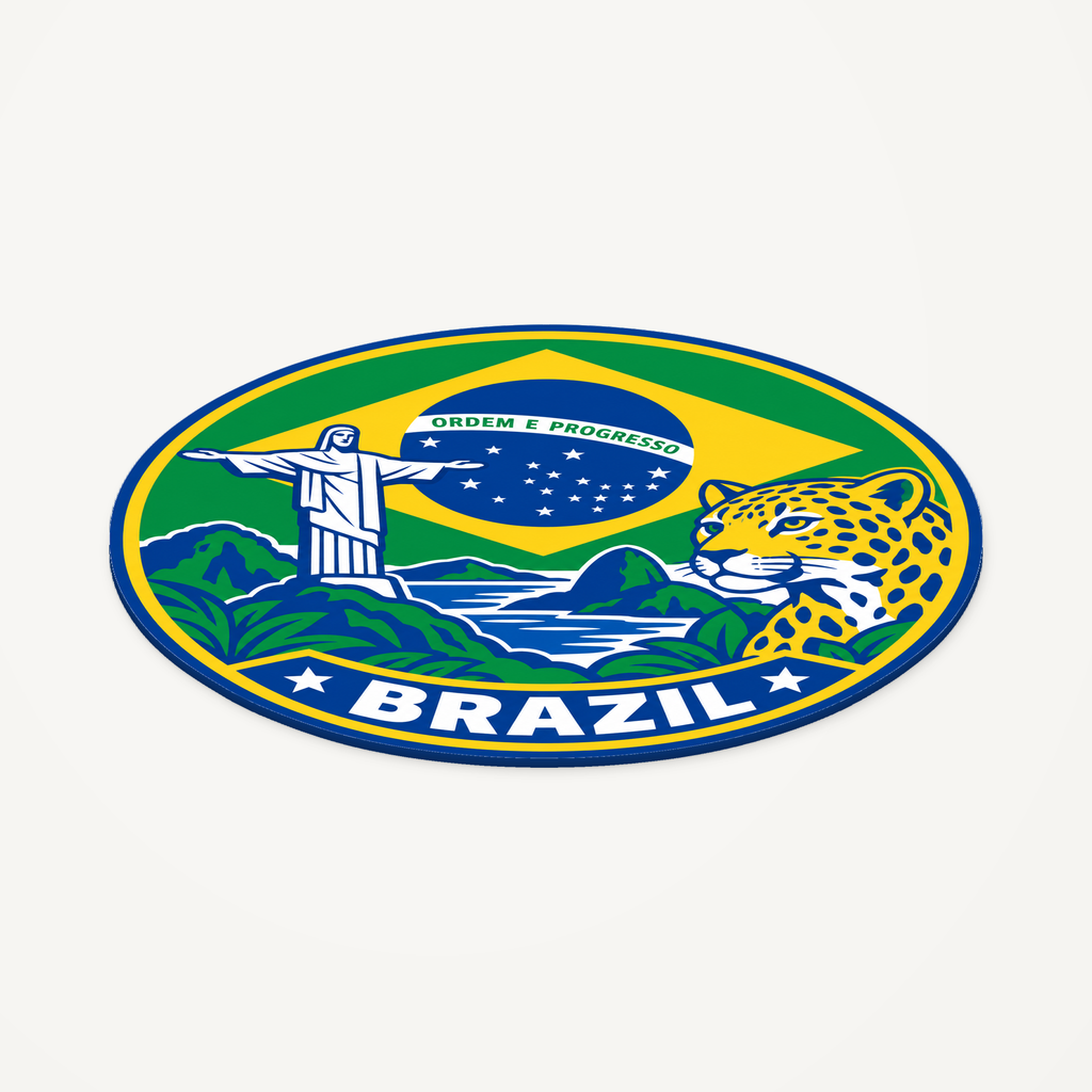 Angled view showing the thin profile of the Brazil 3D-printed country seal