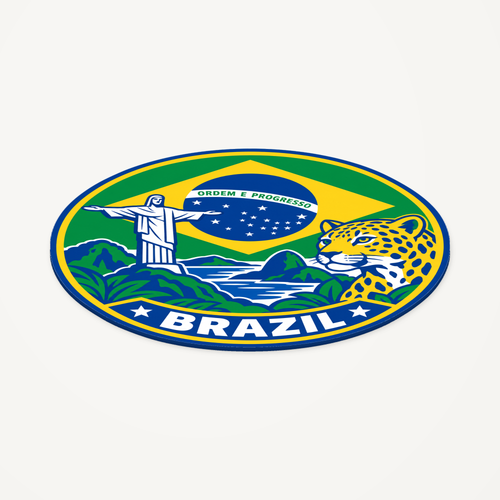 Angled view showing the thin profile of the Brazil 3D-printed country seal