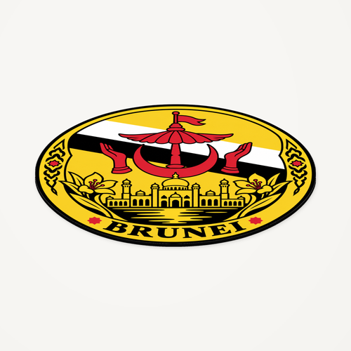 Angled view showing the thin profile of the Brunei 3D-printed country seal