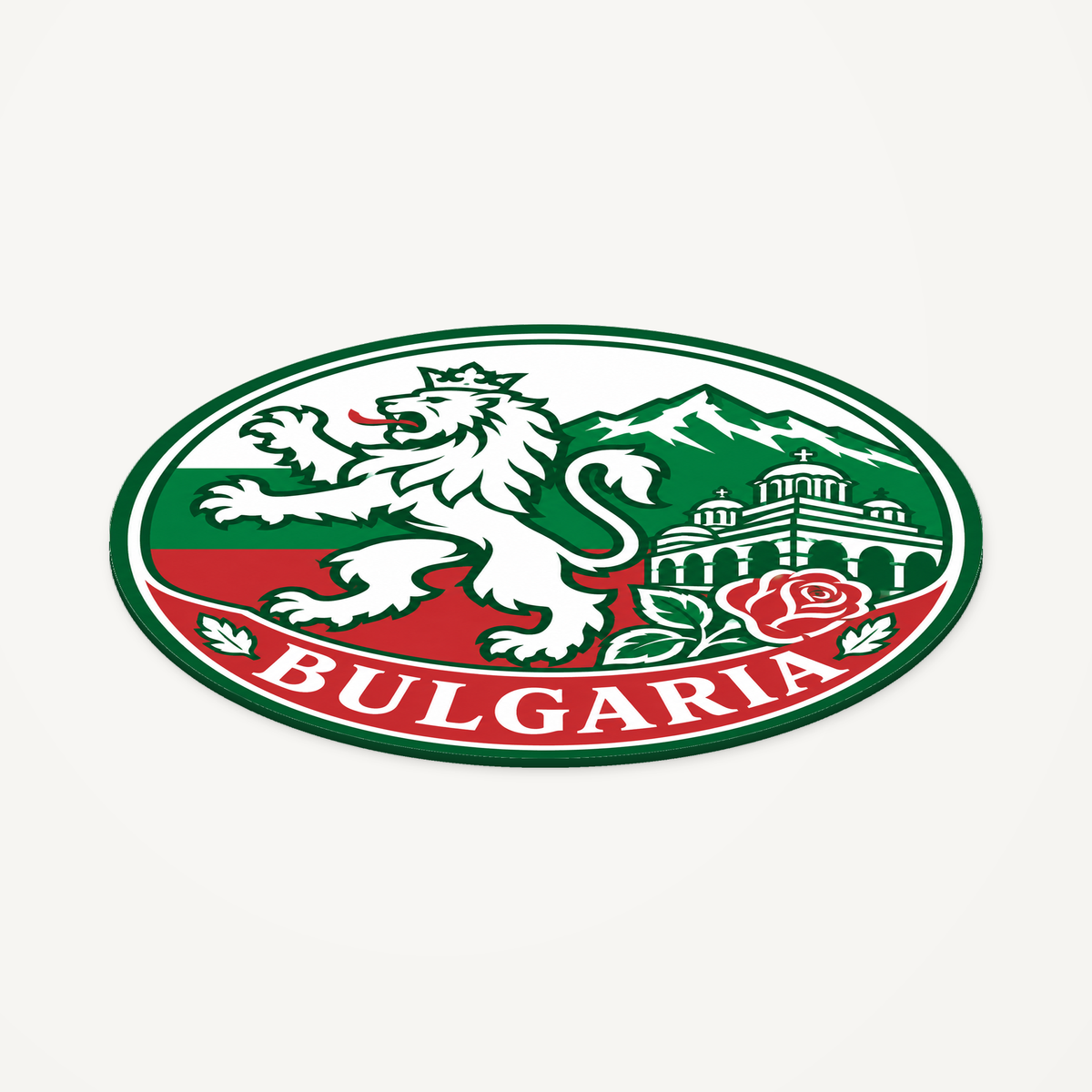 Bulgaria 3D-printed country seal — angled view showing thin profile