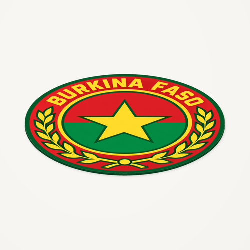 Angled view showing the thin profile of the Burkina Faso 3D-printed country seal