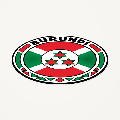 Angled view showing the thin profile of the Burundi 3D-printed country seal