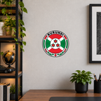 Burundi 3D-printed country seal displayed on a home office wall at approximately 9.5 inches across