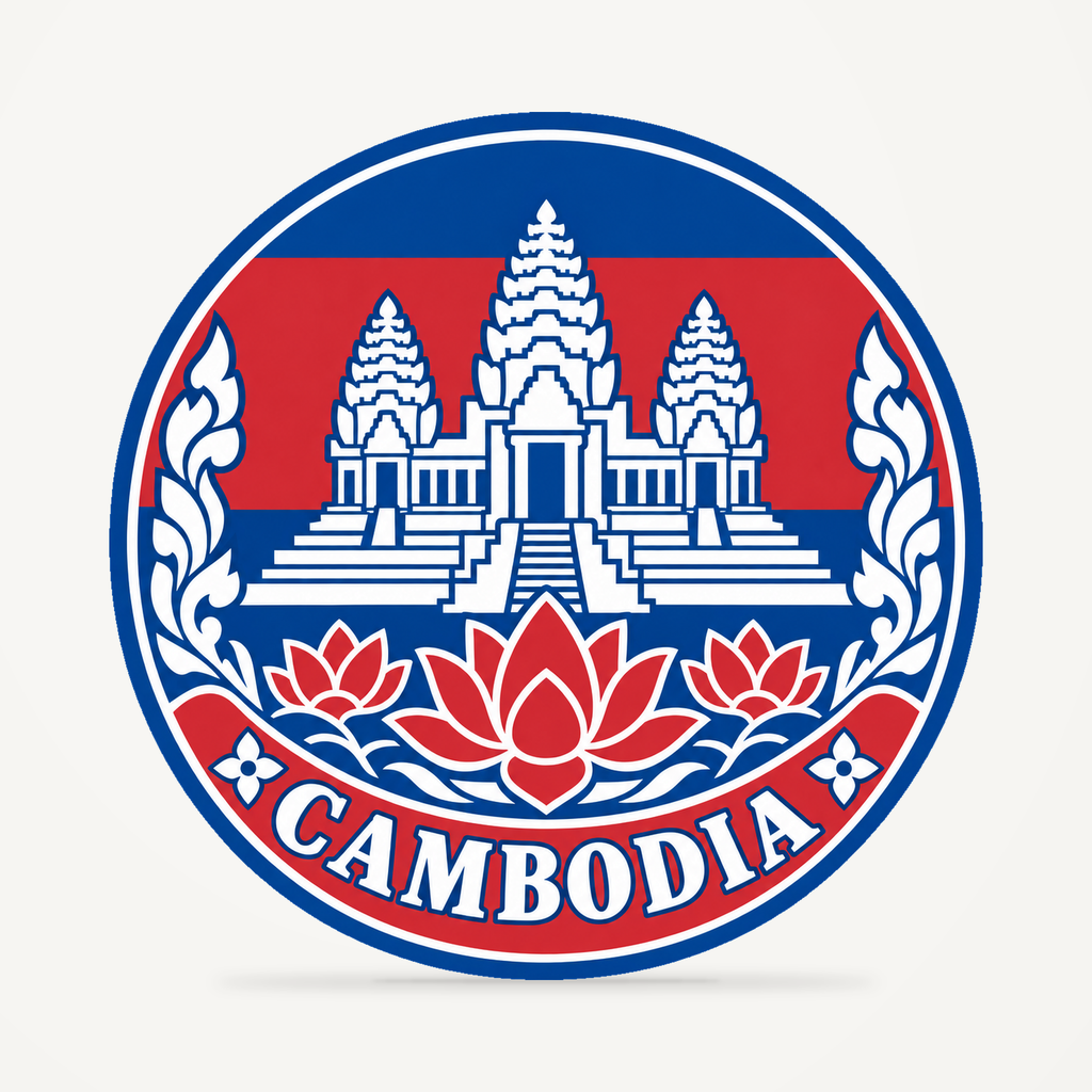 Front view of the Cambodia 3D-printed country seal