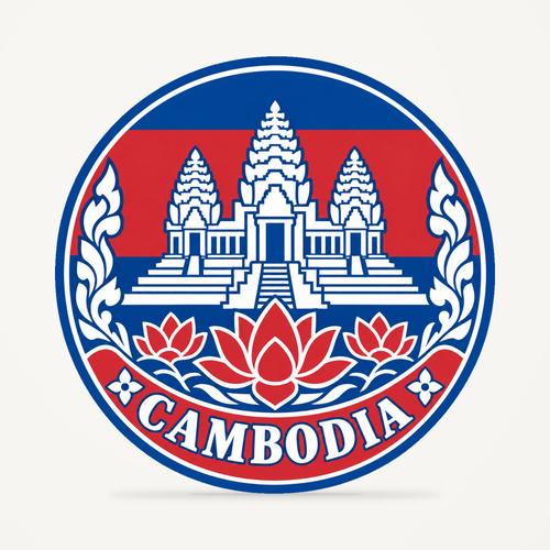 Front view of the Cambodia 3D-printed country seal