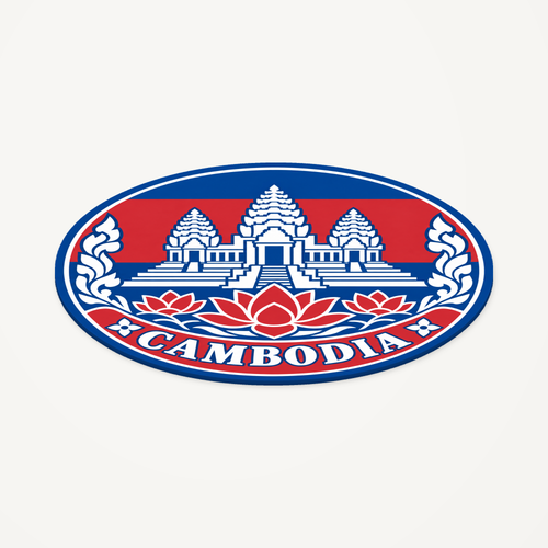 Angled view showing the thin profile of the Cambodia 3D-printed country seal