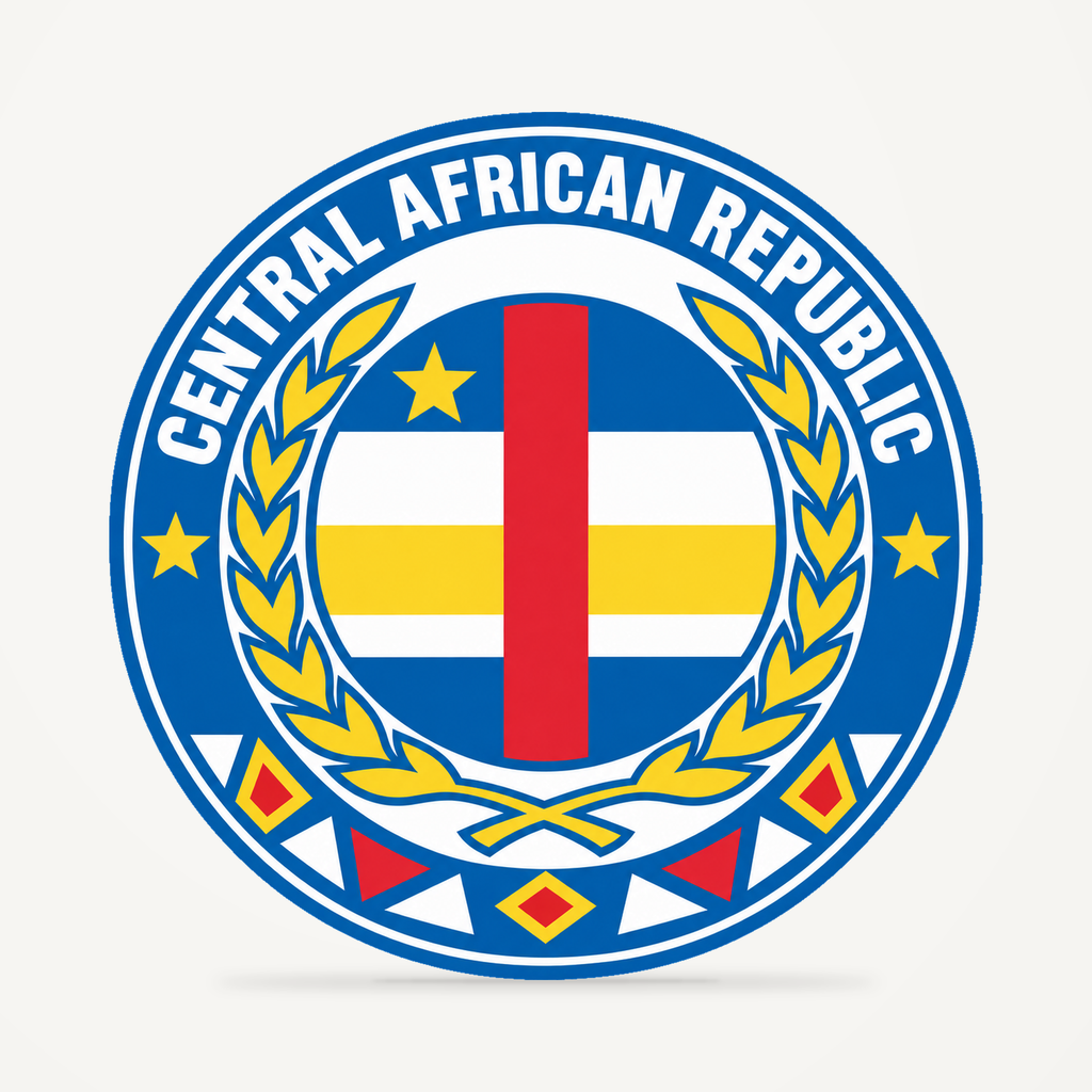 Front view of the Central African Republic 3D-printed country seal