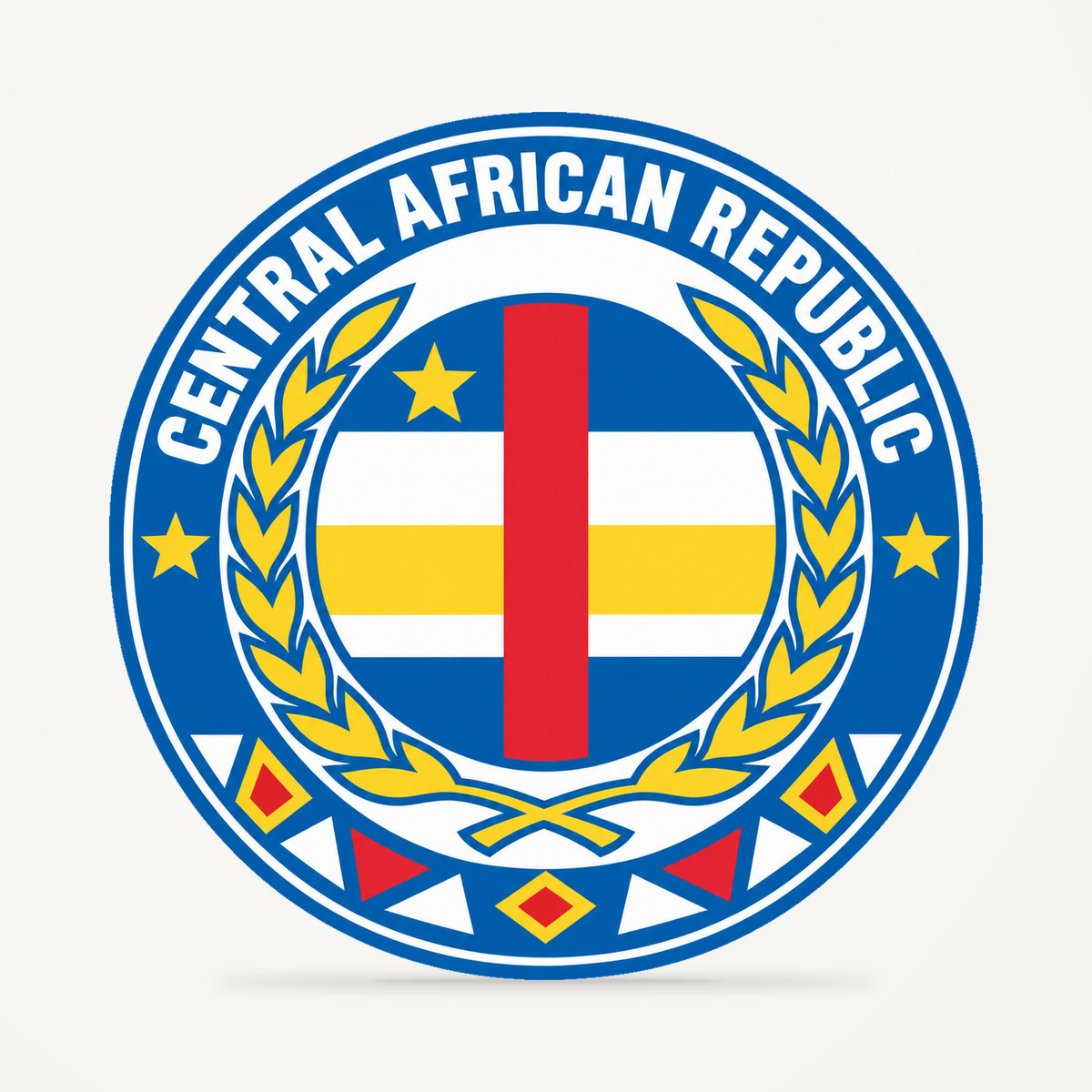 Front view of the Central African Republic 3D-printed country seal
