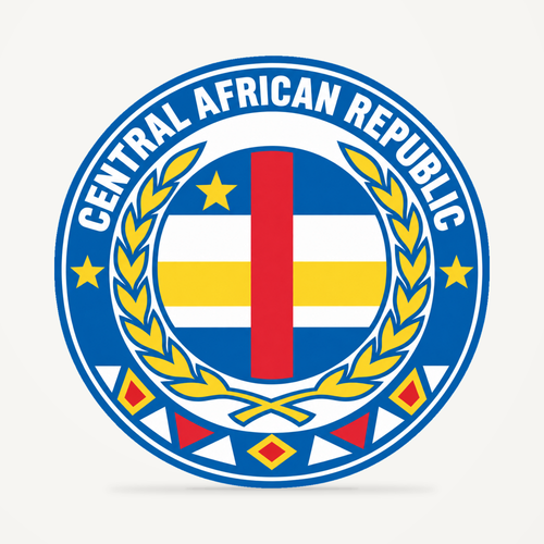 Front view of the Central African Republic 3D-printed country seal