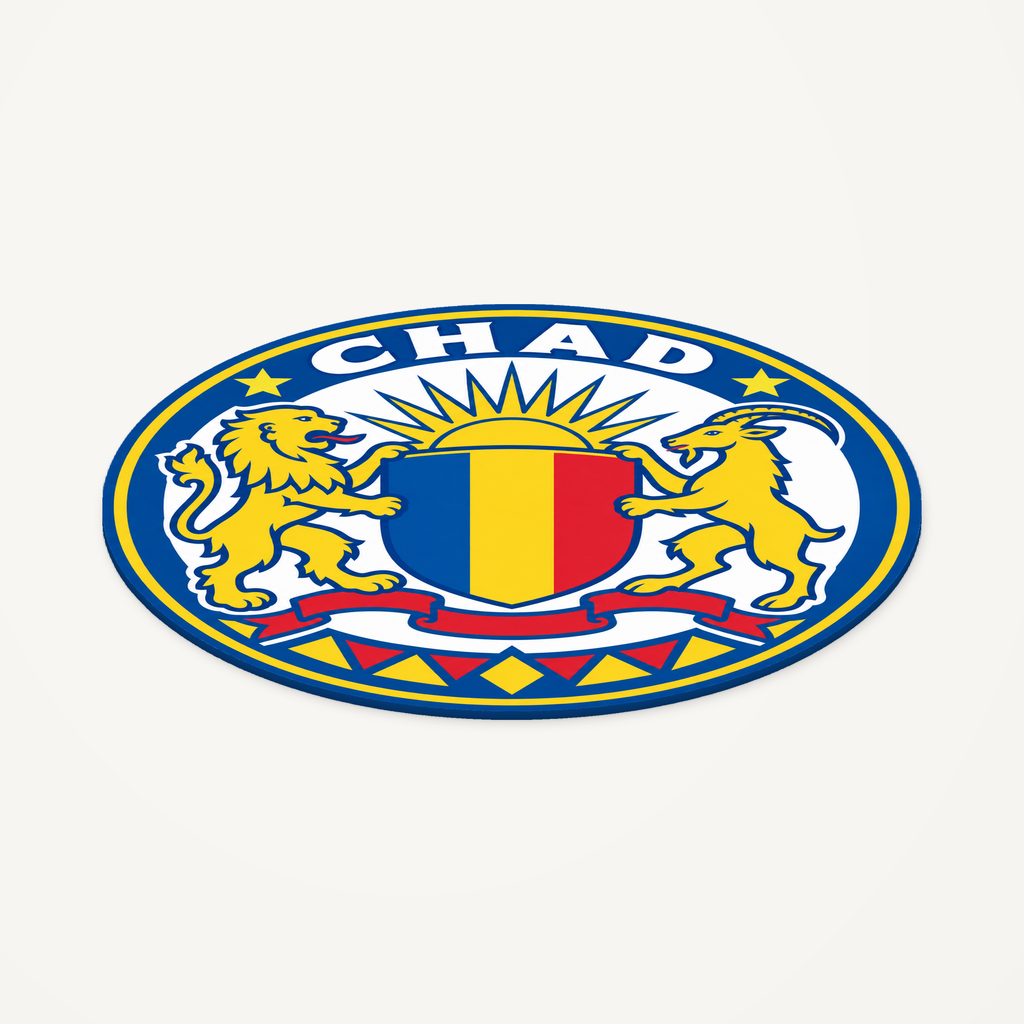 Chad 3D-printed country seal — angled view showing thin profile