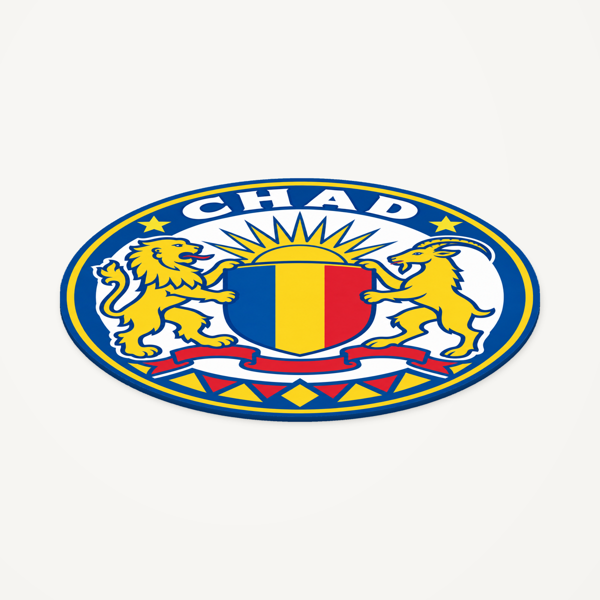 Chad 3D-printed country seal — angled view showing thin profile
