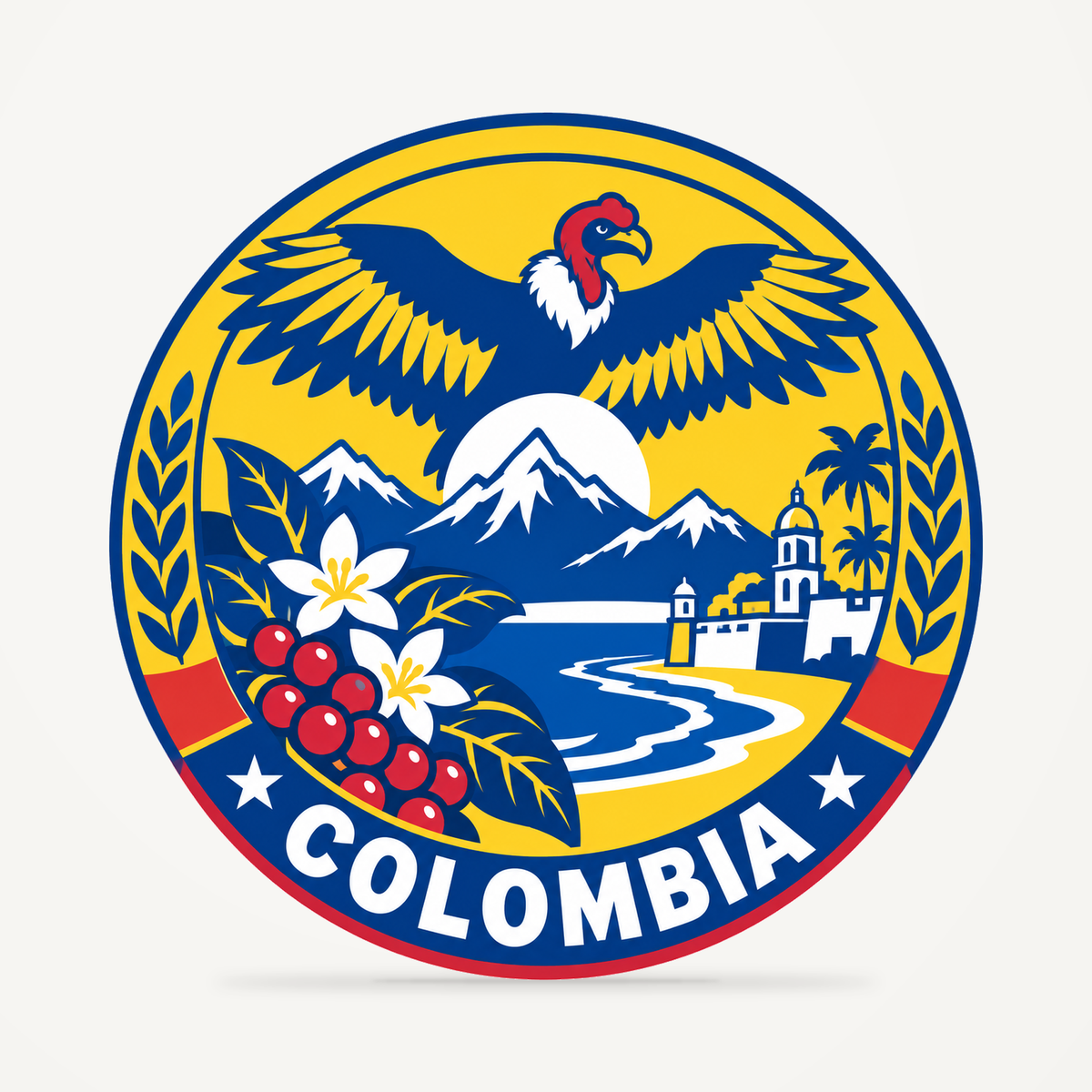 Colombia 3D-printed country seal — front view