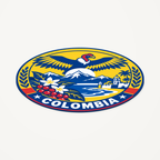 Colombia 3D-printed country seal — angled view showing thin profile
