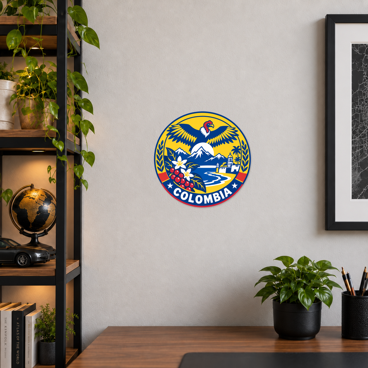 Colombia 3D-printed country seal — wall display at approximately 9.5 inches diameter