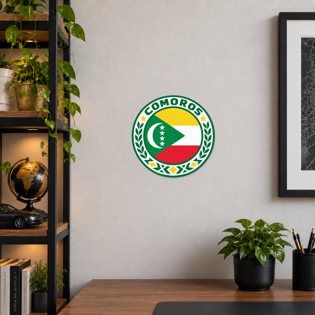 Comoros 3D-printed country seal — wall display at approximately 9.5 inches diameter